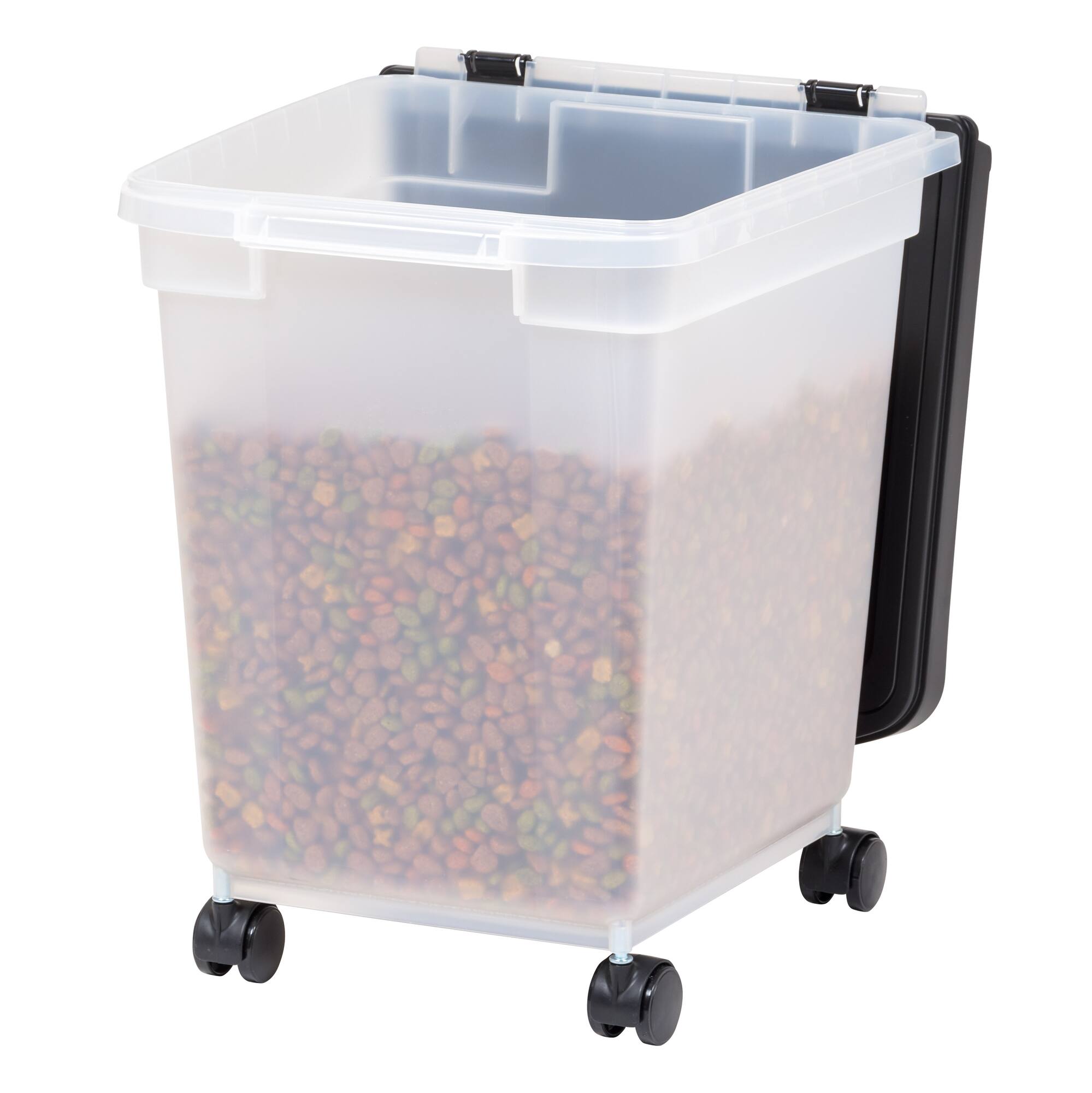 IRIS 32.5qt. Clear/Black Pet Food Container with Sealed Top
